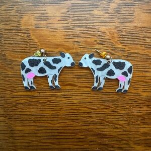 Acrylic cow earrings